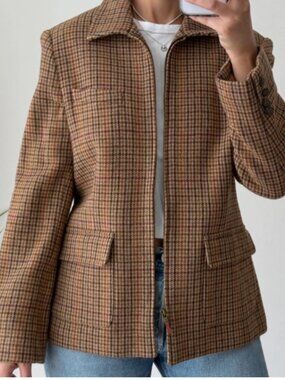 VTG Ralph Lauren Wool Houndstooth Riding Jacket 10